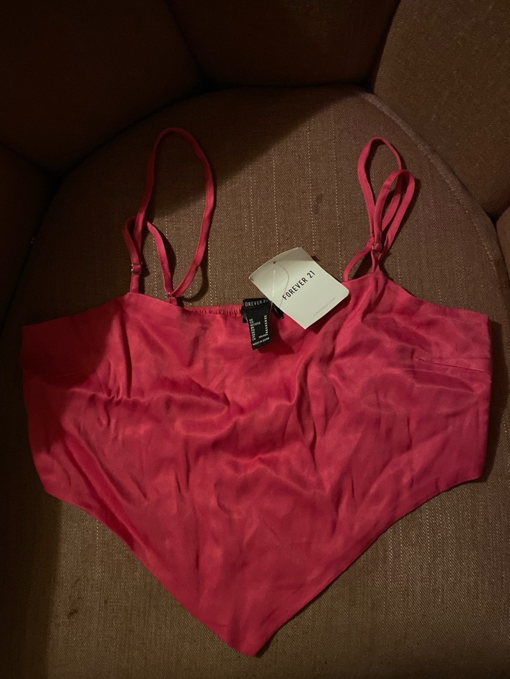 Forever 21 Pink Satin Bandeau Cami Top with Spaghetti Straps